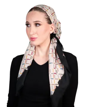 Tie Ur Knot Toasted Marshmallow Abstract Pre-Tied Bandanna with Full Grip
