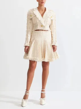 Trend4us Luxe Tweed Blazer & Pleated Skirt Set