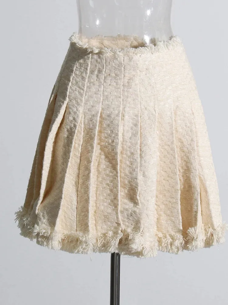 Trend4us Luxe Tweed Blazer & Pleated Skirt Set