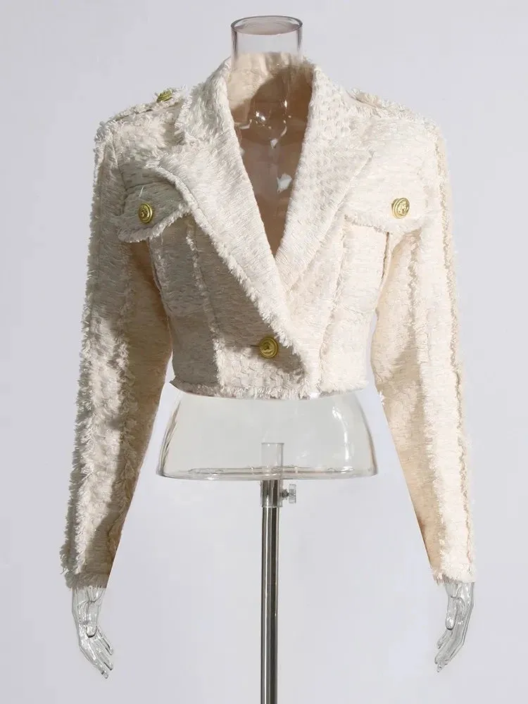 Trend4us Luxe Tweed Blazer & Pleated Skirt Set