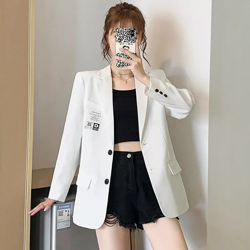 Wjczt Autumn Design Blazer Women White Solid Suit Jackets Loose Causal Tailored Coat Korean Fashion Lady Office Outwear New